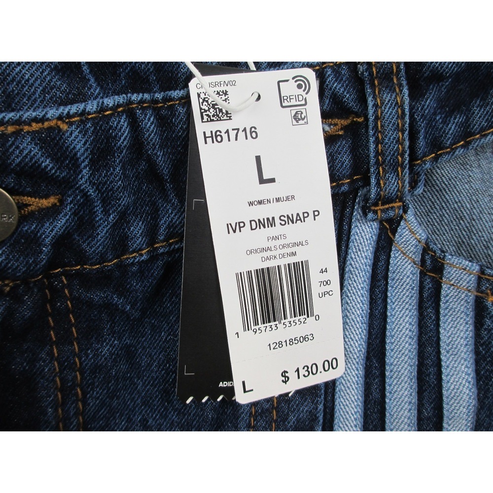 NEW Adidas x Ivy Park Pants Womens Large Blue Denim Snap Jeans Wide Leg Beyonce - Picture 6 of 13